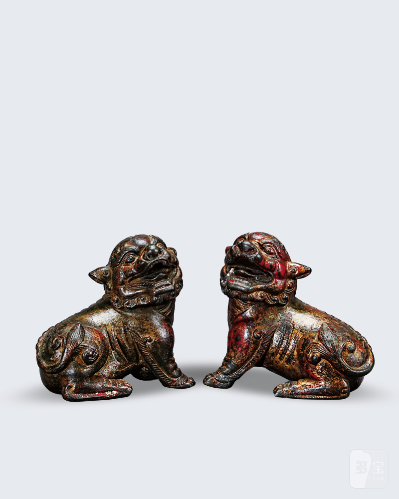 明 铜鎏金瑞兽（一对）
